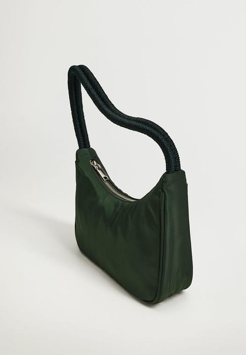 MANGO - Twisted strap baguette bag - green