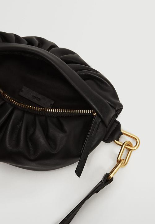 MANGO - Ruched detail waist bag - black