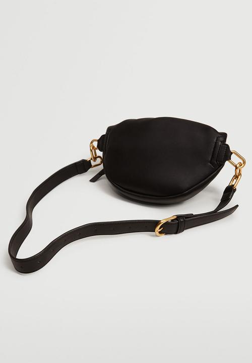 MANGO - Ruched detail waist bag - black