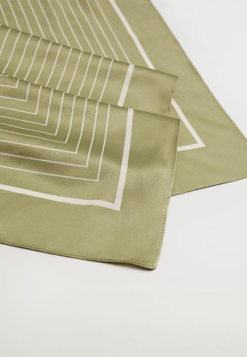 MANGO - Striped printed scarf - olive green