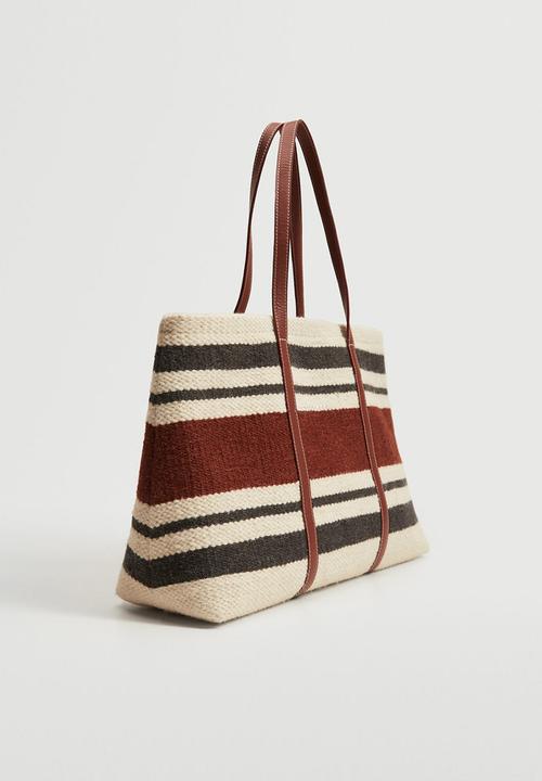 MANGO - Textured shopper bag - beige