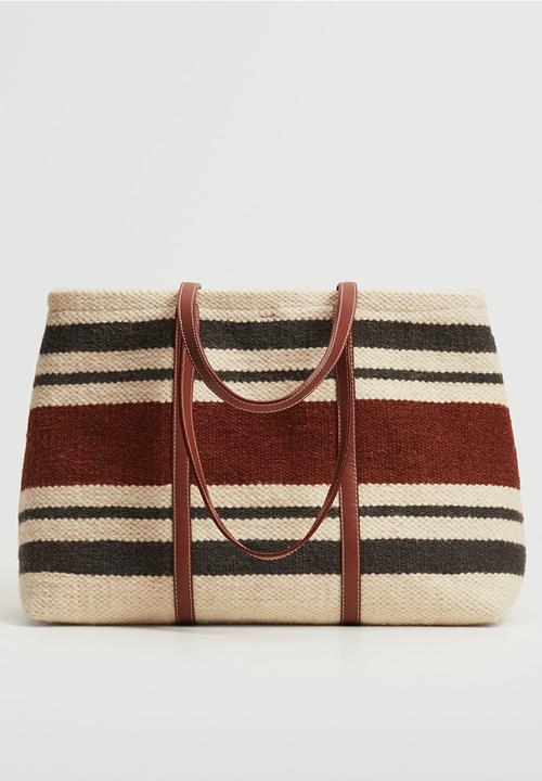 MANGO - Textured shopper bag - beige