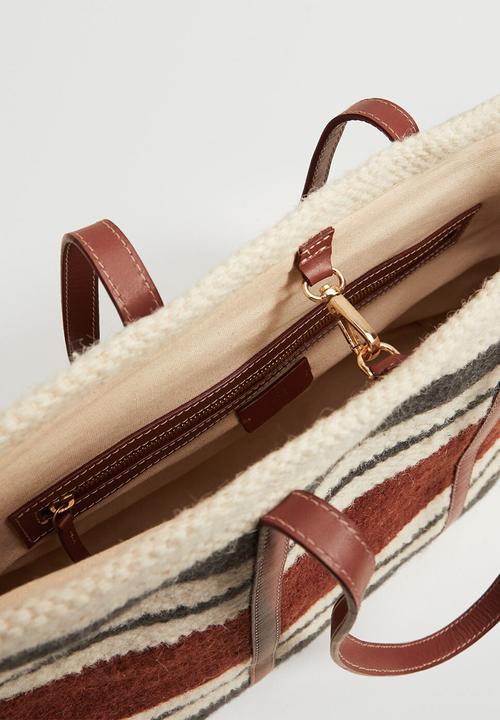 MANGO - Textured shopper bag - beige