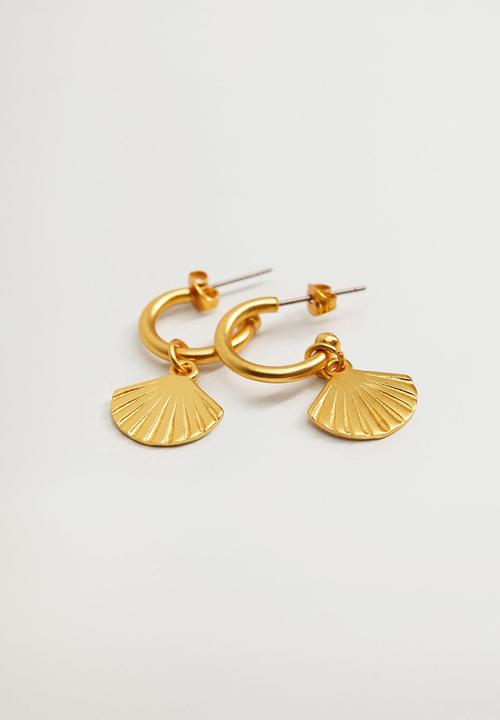 MANGO - Hoop pendant earrings - gold