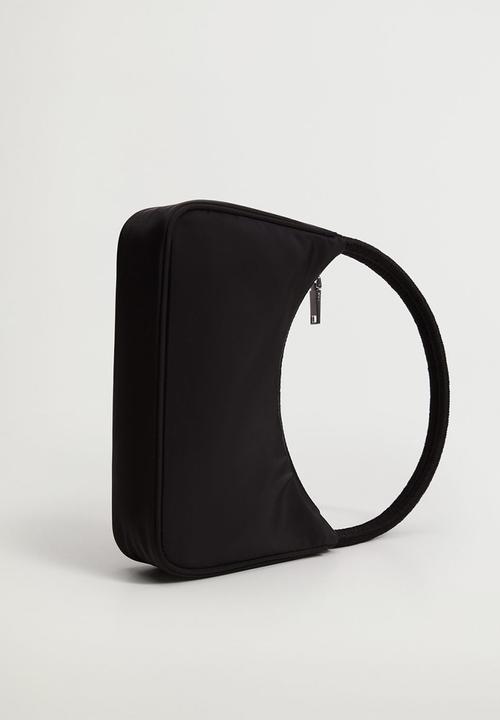 MANGO - Twisted strap baguette bag - black