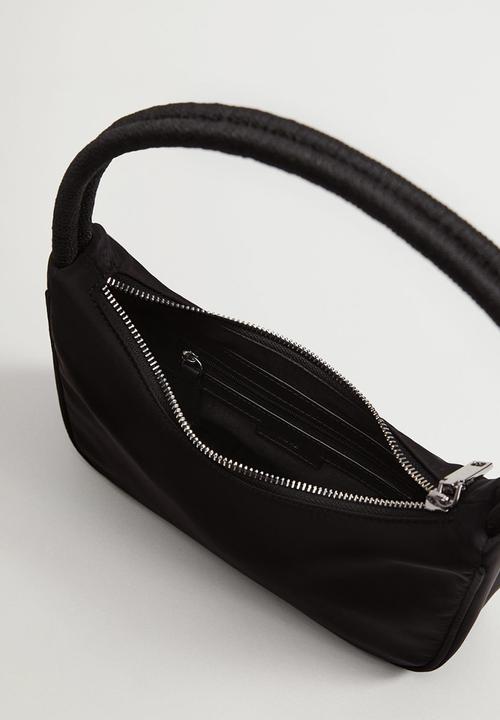 MANGO - Twisted strap baguette bag - black
