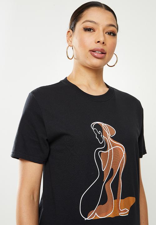 Missguided - Woman outline oversized t-shirt - black