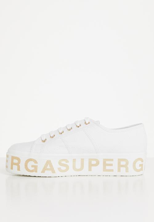 SUPERGA - 2790 cotlettering  bold lettering platfrom - white/platinum