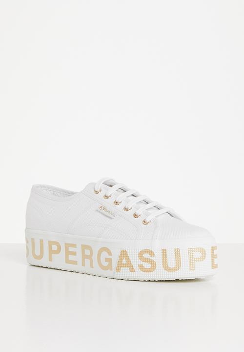 SUPERGA - 2790 cotlettering  bold lettering platfrom - white/platinum