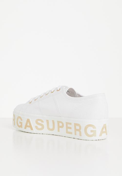 SUPERGA - 2790 cotlettering  bold lettering platfrom - white/platinum