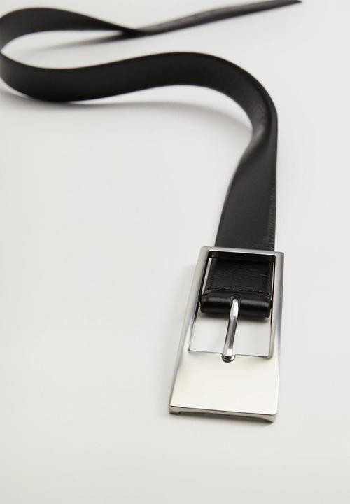 MANGO - Metal buckle belt - black