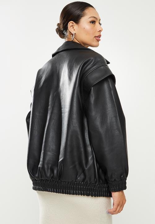 Missguided - Lipshoulder pu biker - black