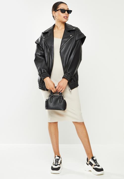 Missguided - Lipshoulder pu biker - black