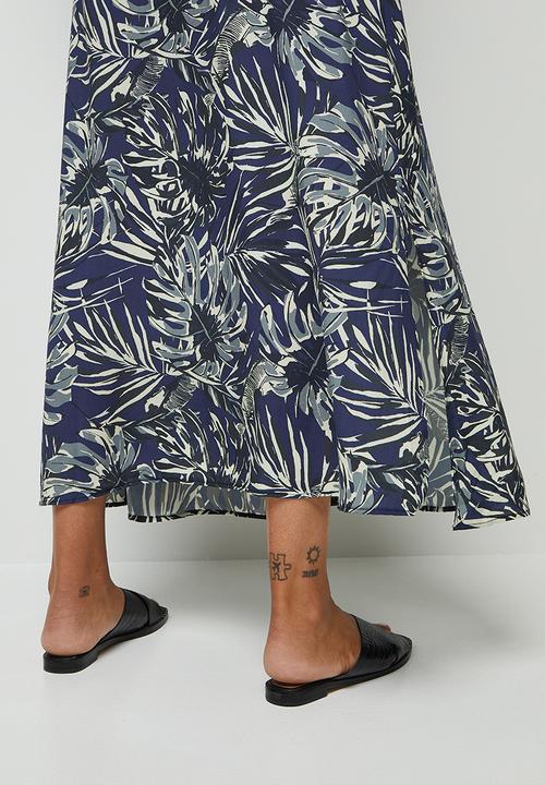 edit - Slit detail maxi shirt dress - navy 