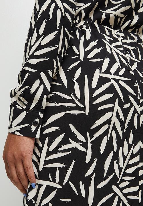 edit - Long sleeve tiered mandarin dress - black & white