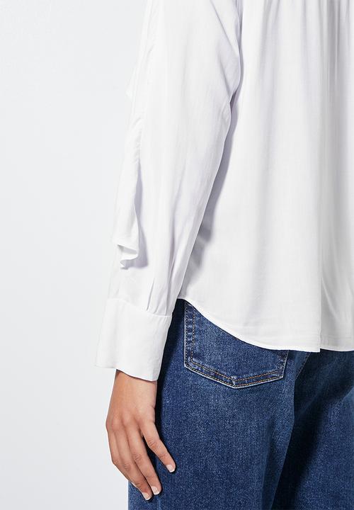VELVET - Statement ruffle sleeve shirt - white