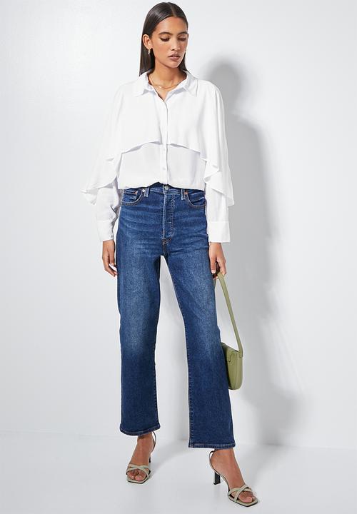 VELVET - Statement ruffle sleeve shirt - white