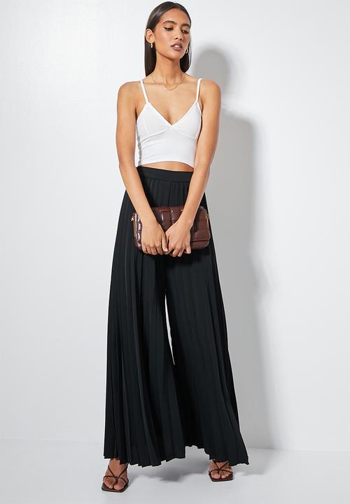 VELVET - Pleated palazzo - black