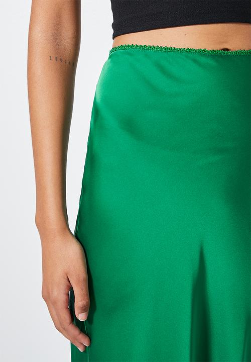 VELVET - Pull on slip skirt - emerald