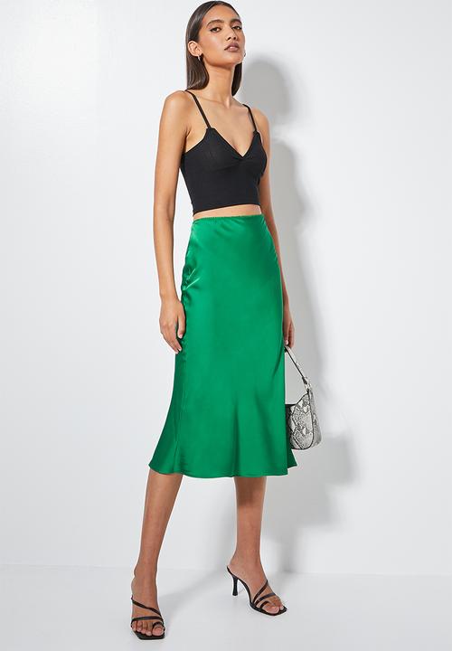 VELVET - Pull on slip skirt - emerald