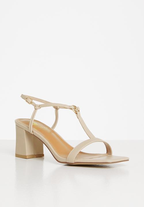 POLO - Darla t-bar block heel sandal - cream