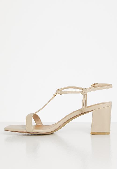 POLO - Darla t-bar block heel sandal - cream