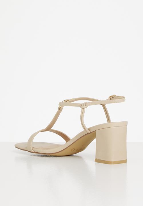 POLO - Darla t-bar block heel sandal - cream
