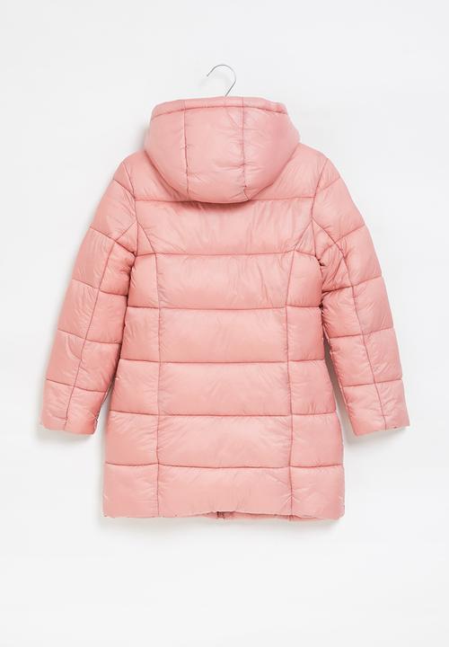 MINOTI - Girls basic longline puffa coat - dusty pink