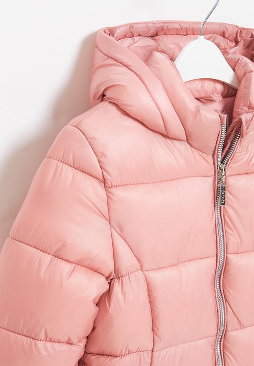 MINOTI - Girls basic longline puffa coat - dusty pink
