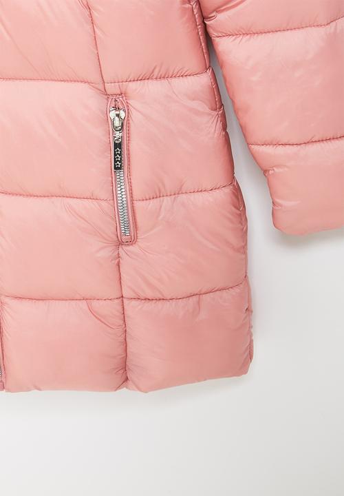 MINOTI - Girls basic longline puffa coat - dusty pink