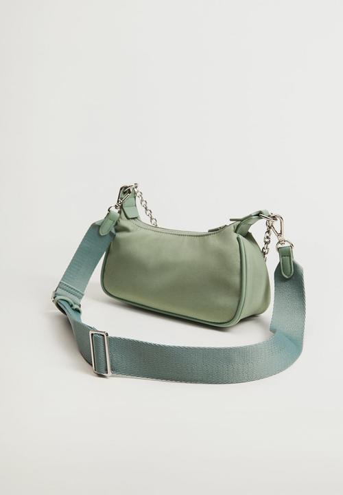 MANGO - Multi-position baguette bag - aqua green