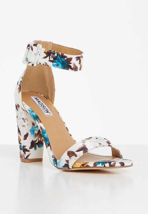 Madison® - Astrid ankle strap block heel - blue floral