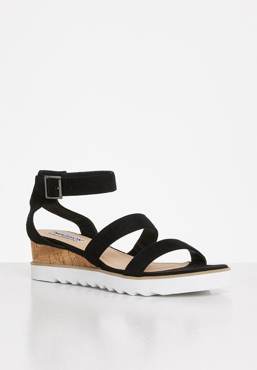 Madison® - Erika ankle strap wedge heel - black