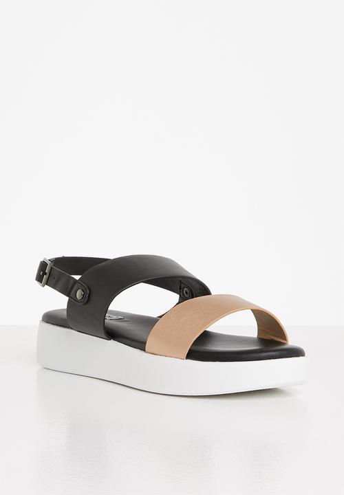 Madison® - Evelyn slingback flatform sandal - black & rose gold