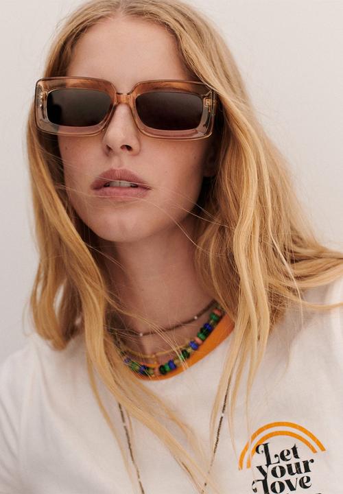 MANGO - Retro style sunglasses - ecru