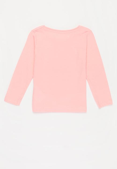 MINOTI - Girls basic heart love long sleeve top - pink
