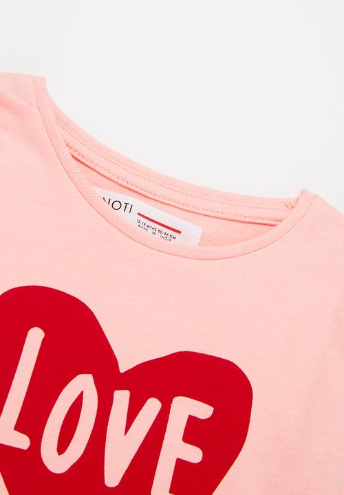 MINOTI - Girls basic heart love long sleeve top - pink