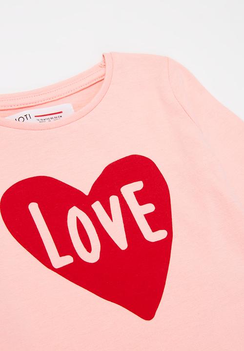 MINOTI - Girls basic heart love long sleeve top - pink