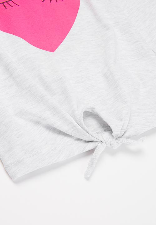 MINOTI - Girls basic heart long sleeve top - light grey