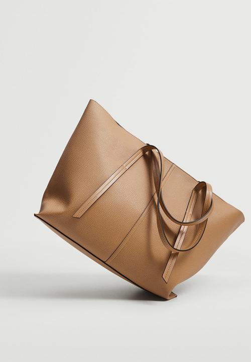 MANGO - Pebbled shopper bag - medium brown