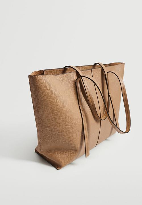 MANGO - Pebbled shopper bag - medium brown