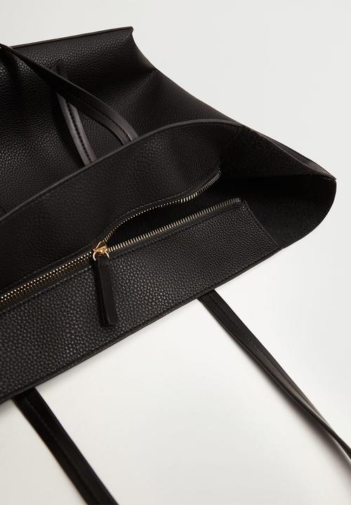 MANGO - Pebbled shopper bag - black