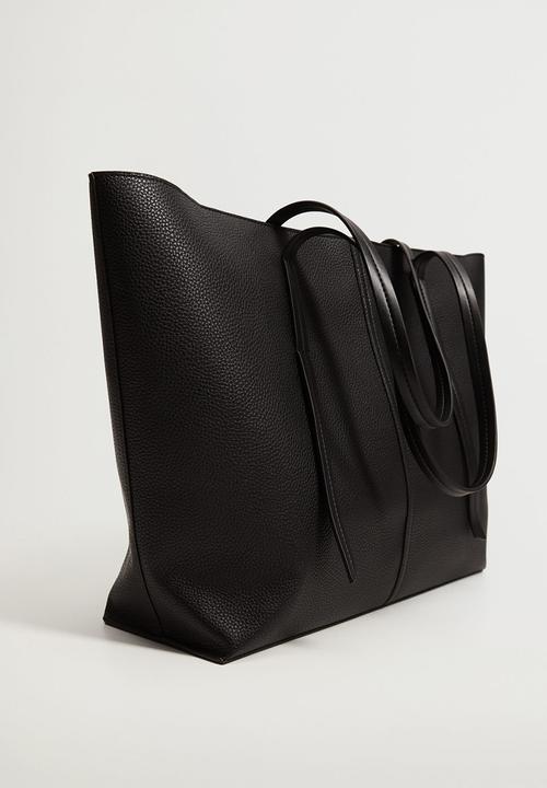 MANGO - Pebbled shopper bag - black