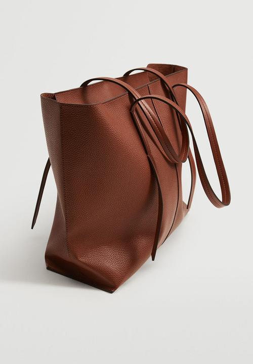 MANGO - Pebbled shopper bag - brown 