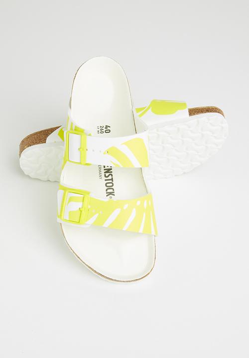 Birkenstock - Arizona birko-flor regular  - monstera white/lime sour