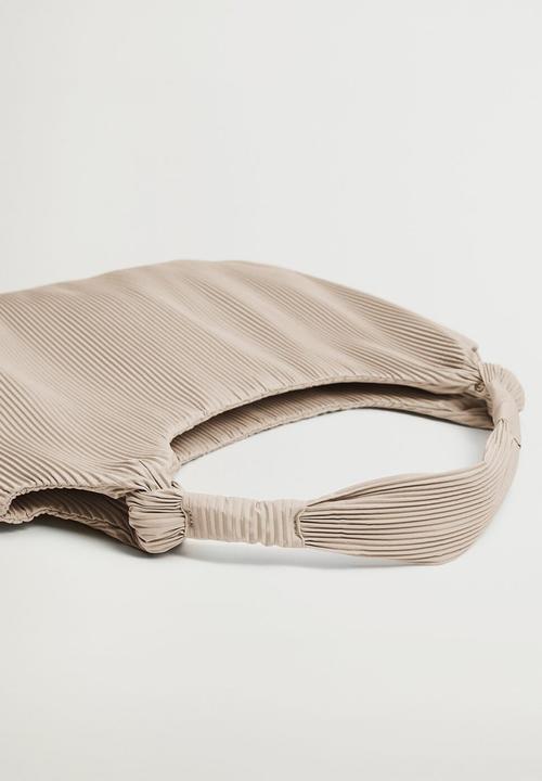 MANGO - Pleated bucket bag - beige