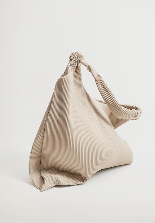 MANGO - Pleated bucket bag - beige