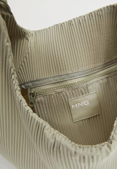 MANGO - Pleated bucket bag - aqua green