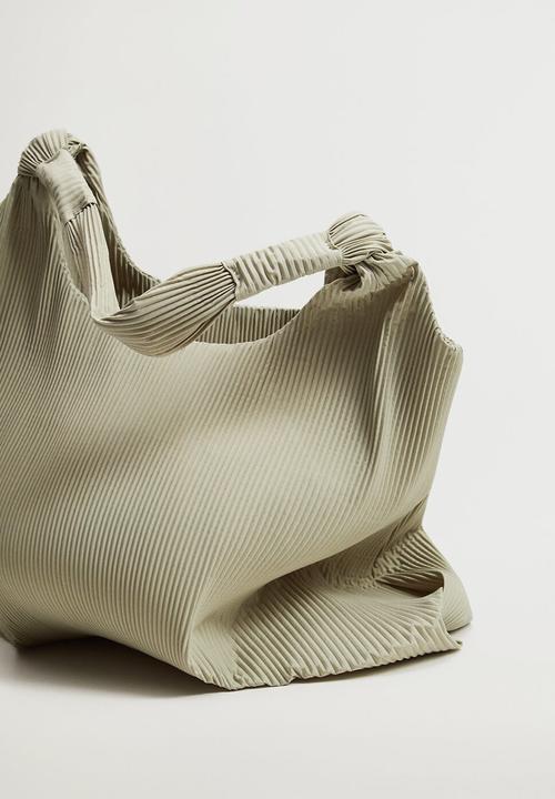 MANGO - Pleated bucket bag - aqua green