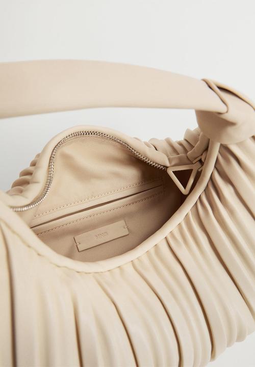 MANGO - Pleats baguette bag - beige